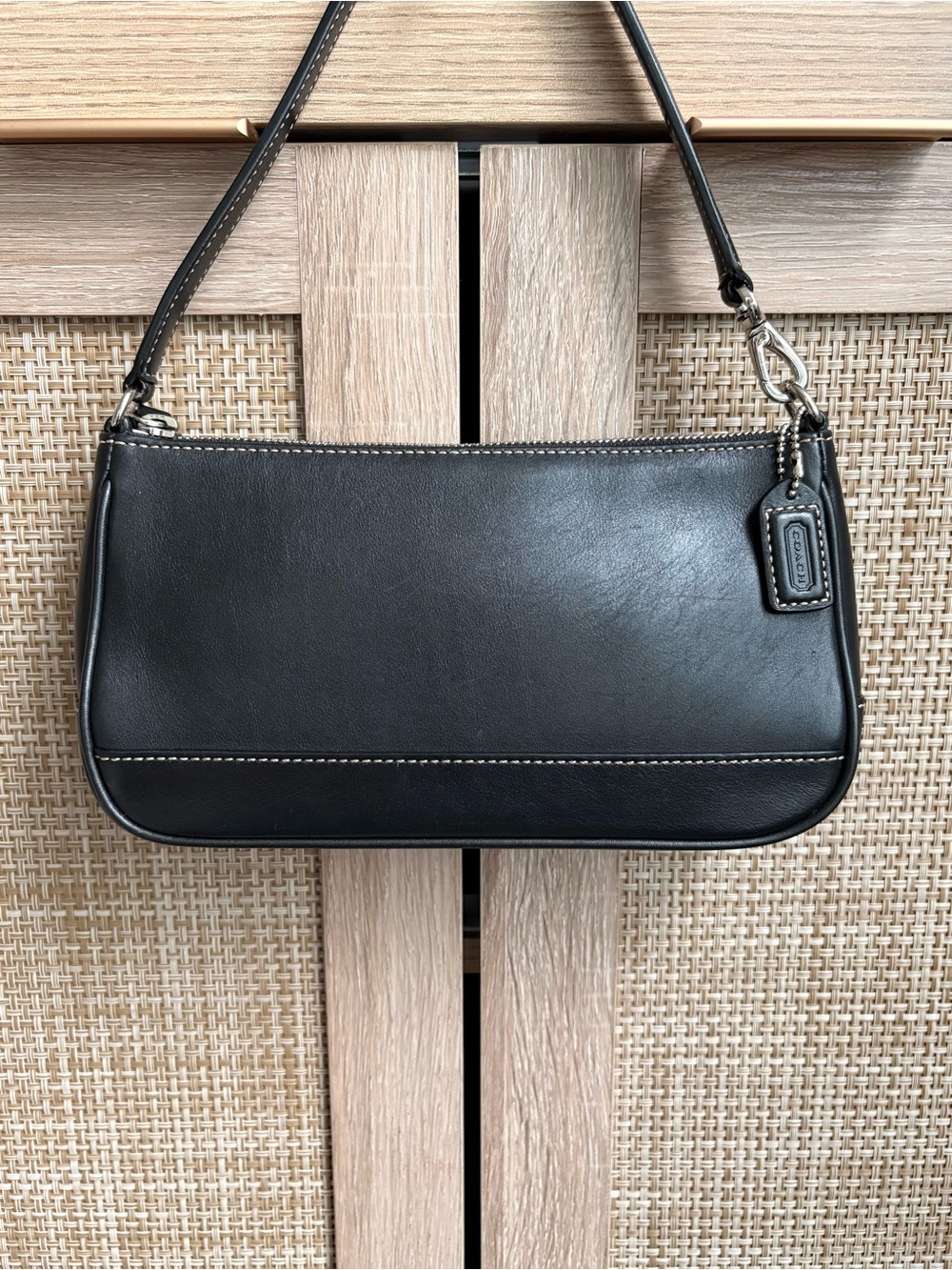COACH Vintage Y2K Hampton Demi Black Leather Mini Shoulder Bag Handbag 7785